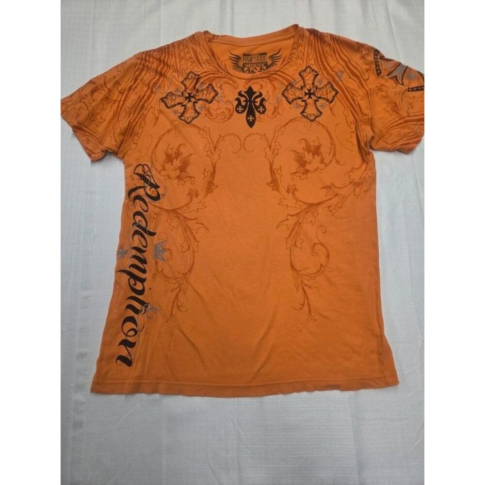 Men's Archaic by Affliction Orange Graphic T-Shirt - Size Large